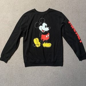 Disney Mickey Mouse Sweatshirt Women L Black Long Sleeve Round Neck RN# 117508